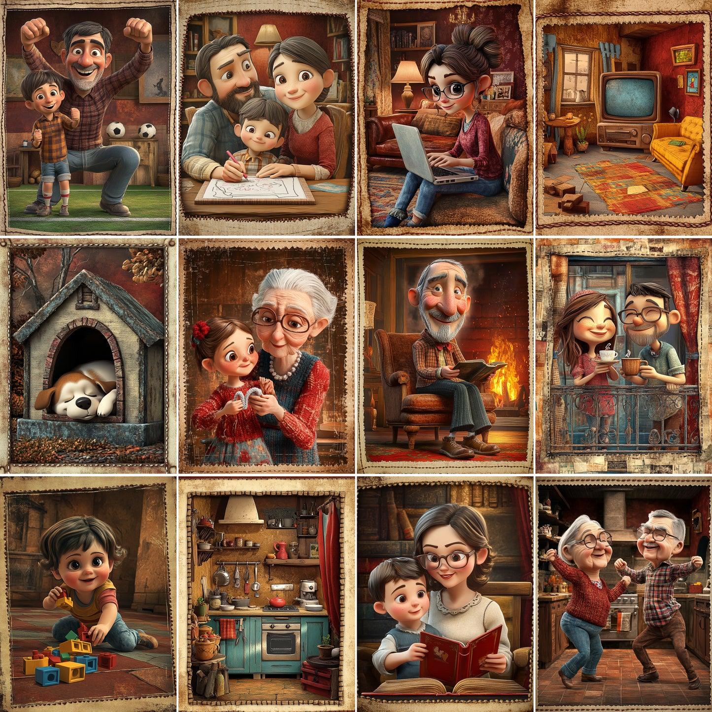 Midjourney Prompts for Modern Family Cute Caricature Illustrations