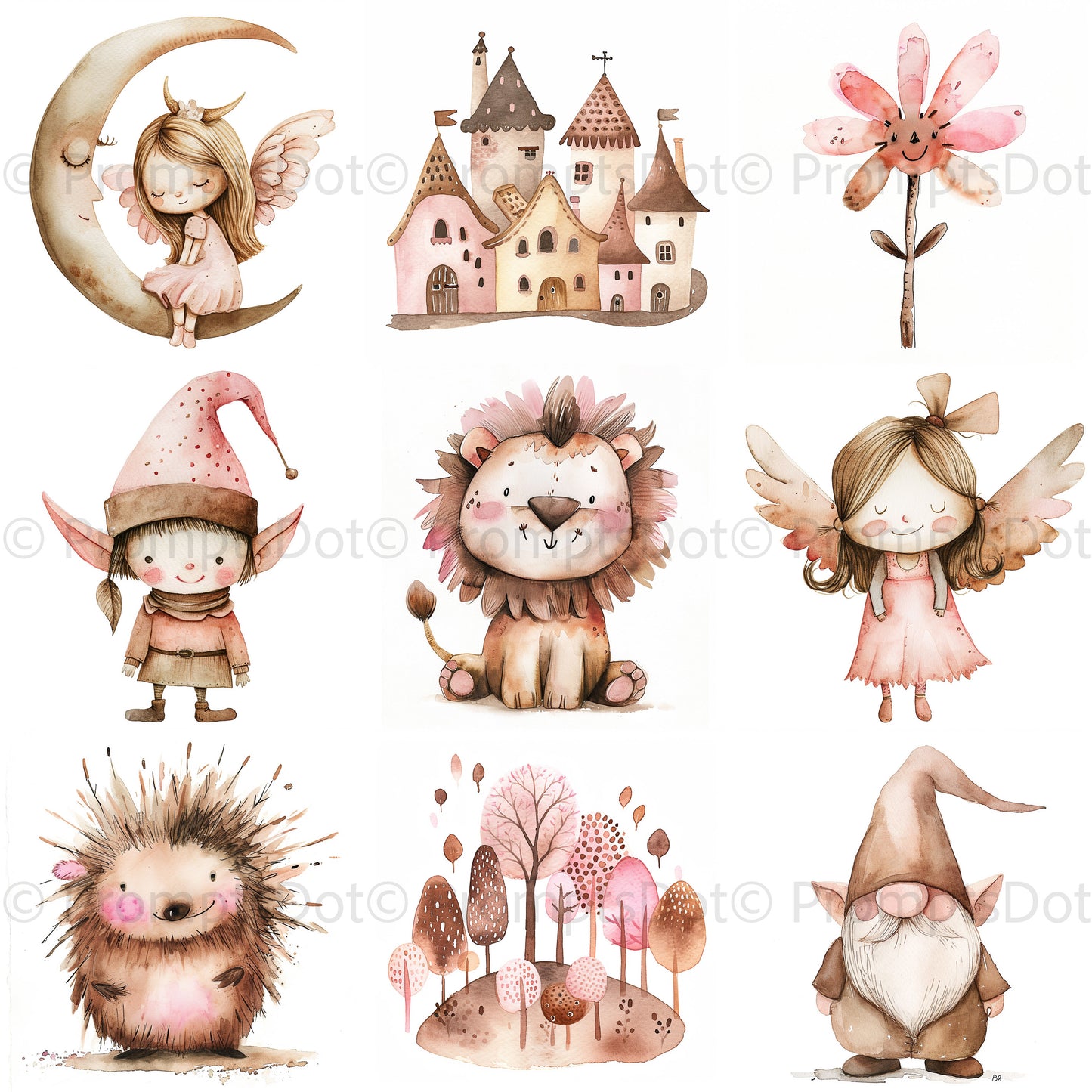 Muted Nursery Watercolors Midjourney Prompt v6