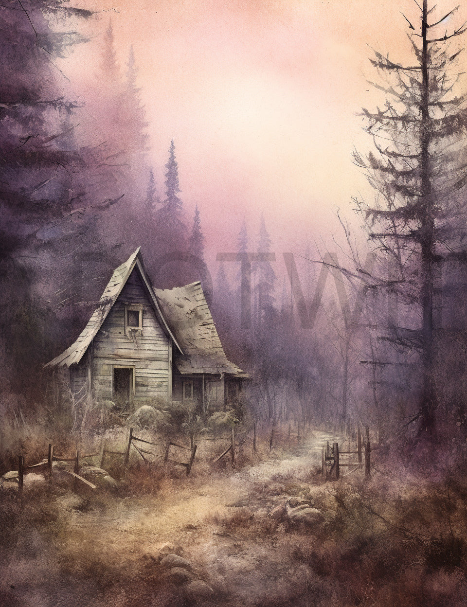 a cabin Midjourney Prompts For Mystic Gothic Garden Junk Journal