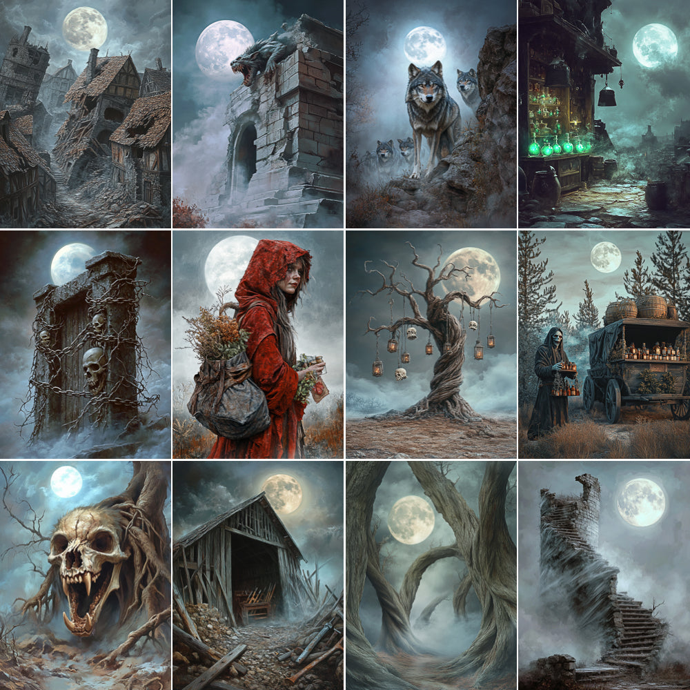 Midjourney v6 Prompts for Mystic Moon Occult Scrapbook Kit