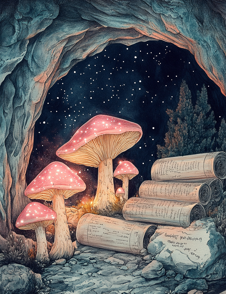 Midjourney Prompts for Mystic Pinkwood Tales Junk Journal Kit