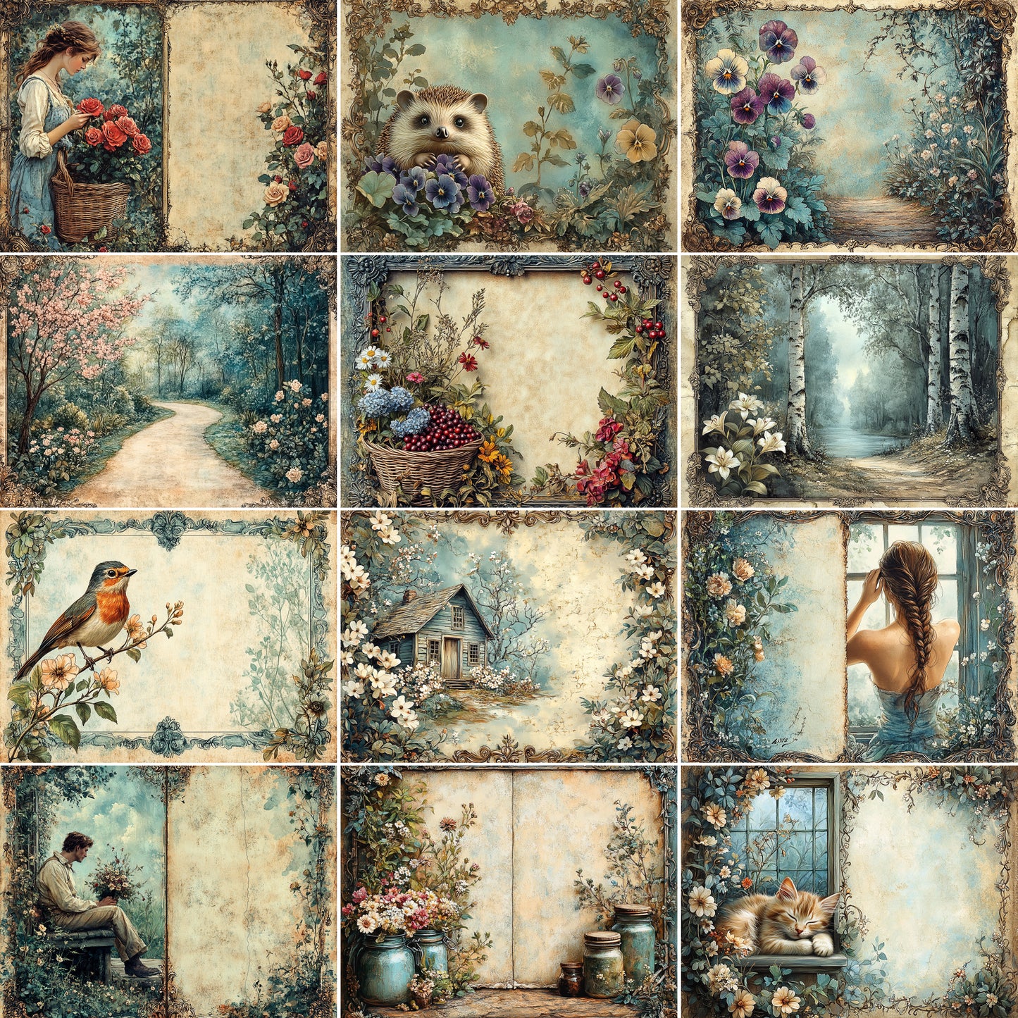 Midjourney Prompts for Vintage Botanical Journal Floral Pages