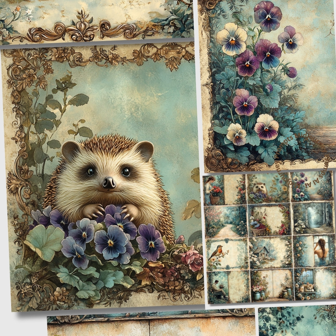 Midjourney Prompts for Vintage Botanical Journal Floral Pages