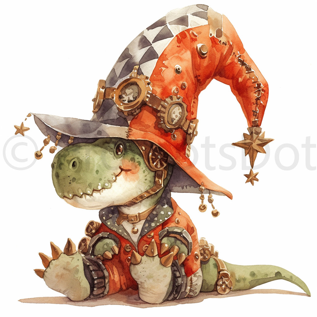 dinosaur Characters Watercolor Steampunk Midjourney Prompts