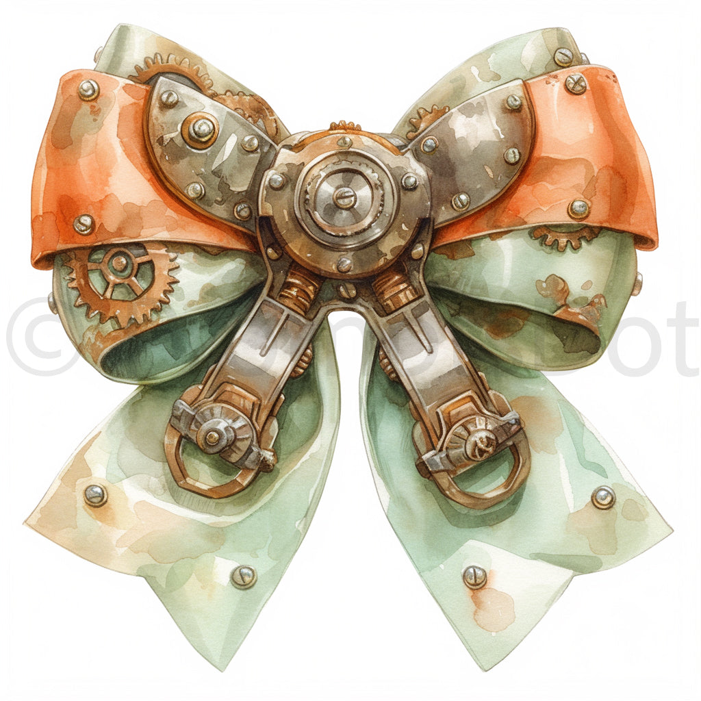 coquette bow Characters Watercolor Steampunk Midjourney Prompts