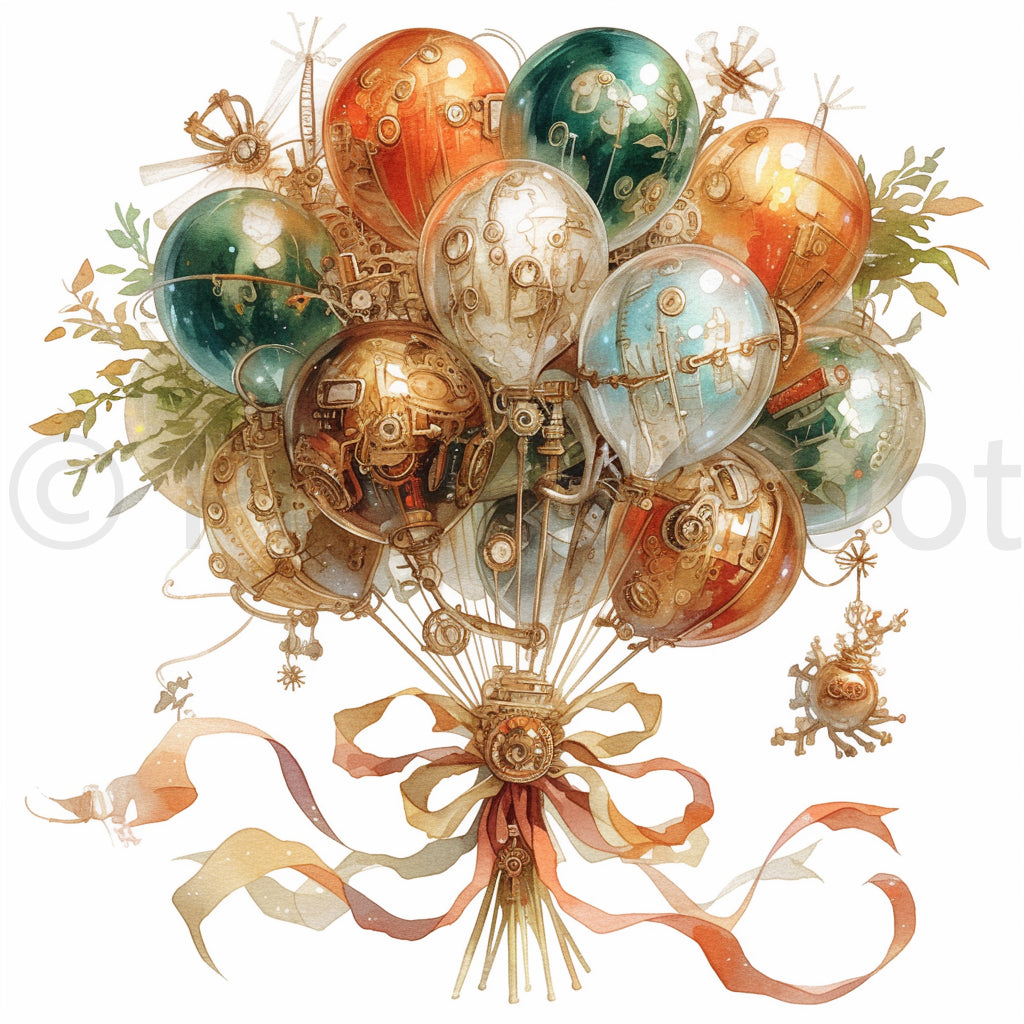 balloons Characters Watercolor Steampunk Midjourney Prompts