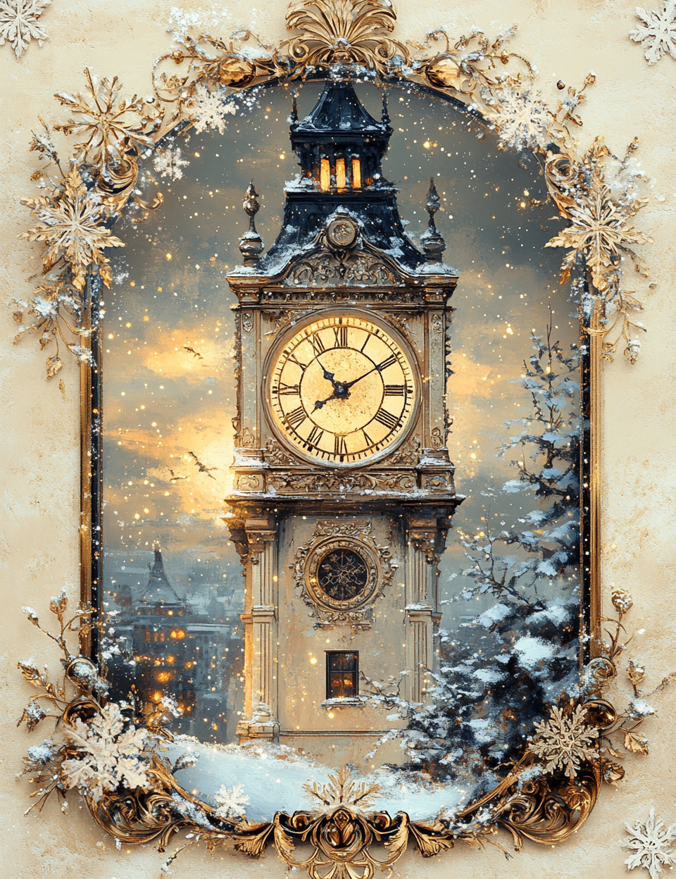 Midjourney Prompts for Gold Paris New Year Junk Journal Pages