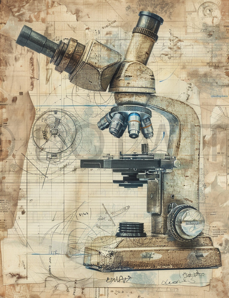 microscope Nurse Ephemera Junk Journal Kit