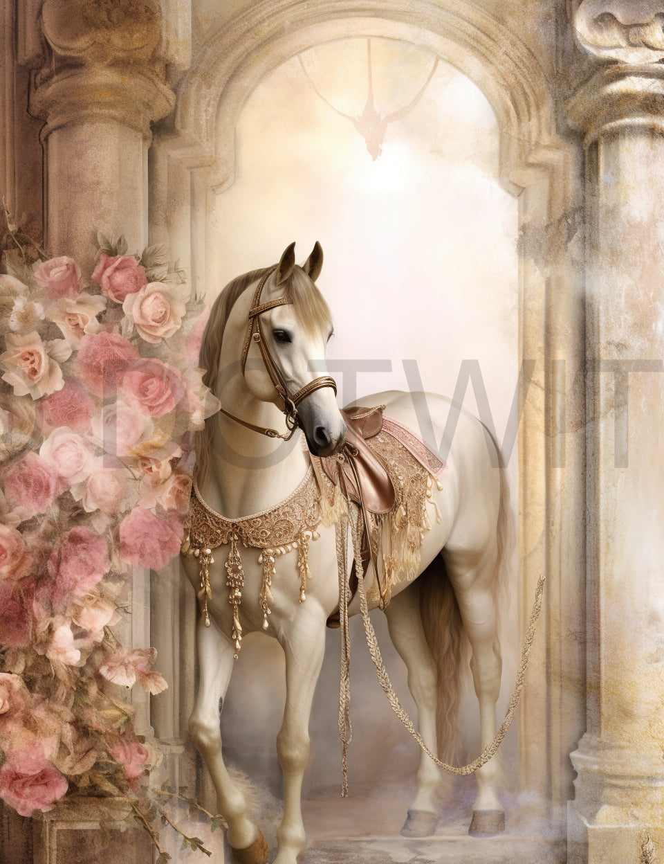 Pink Coquette Junk Journal Pages golden horse