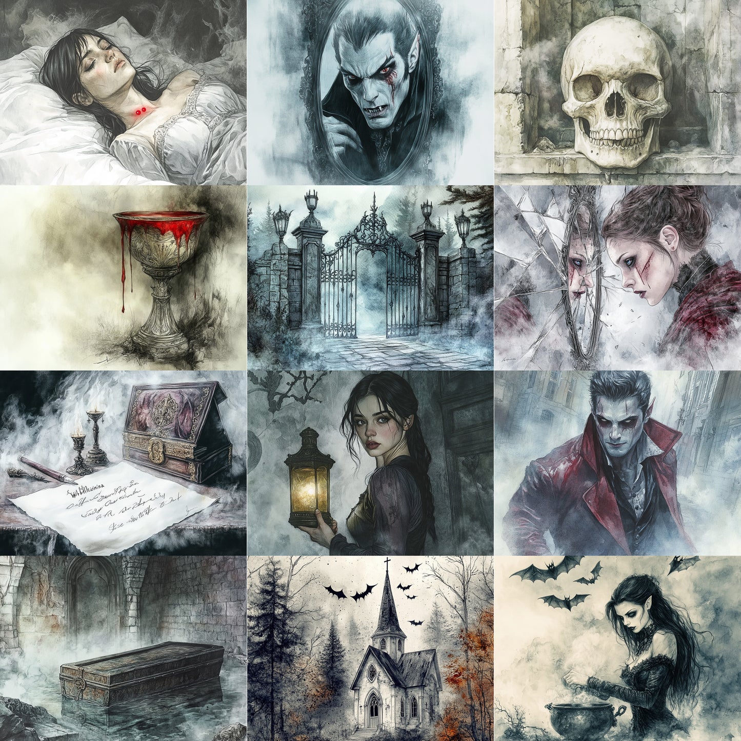 Midjourney Prompts for Printables Dracula And Vampires Fantasy