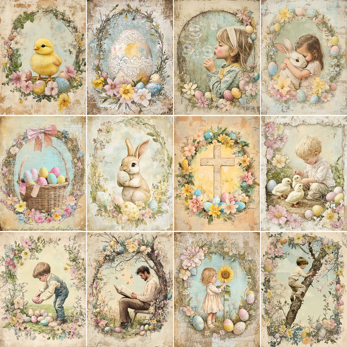 Midjourney Prompts for Printable Easter Junk Journal Pages