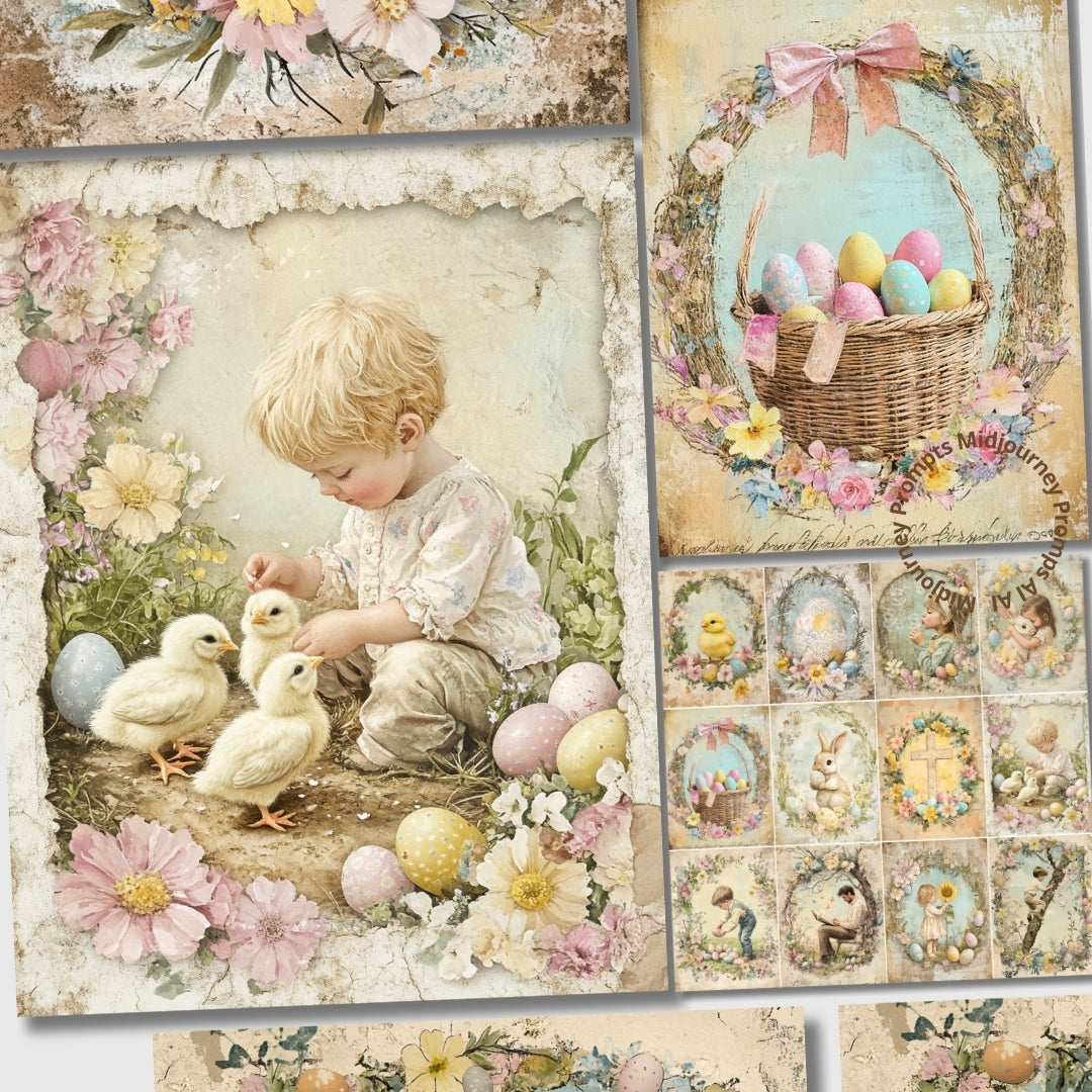 Midjourney Prompts for Printable Easter Junk Journal Pages