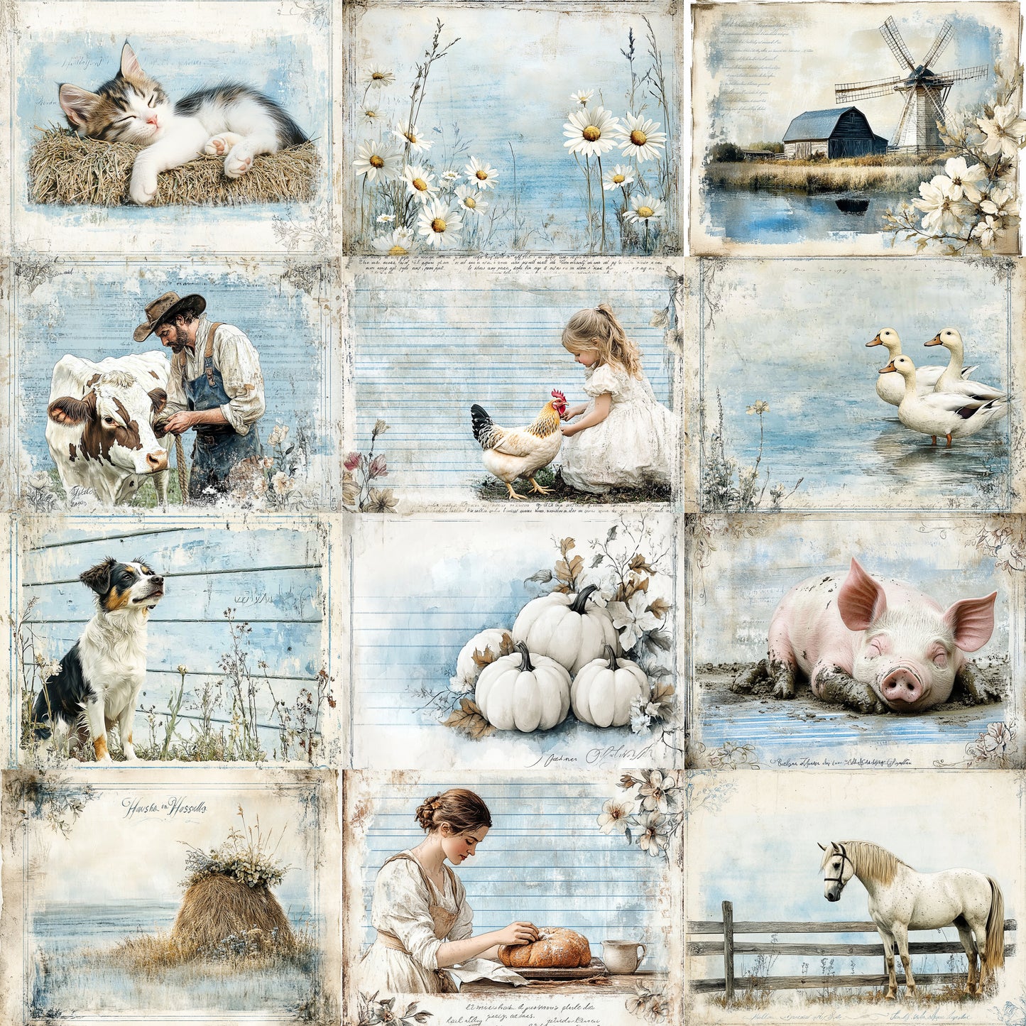 Midjourney Prompts for Printable Spring Farmhouse Ephemera