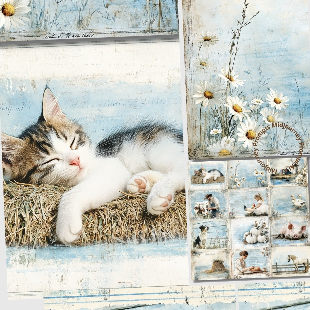 Midjourney Prompts for Printable Spring Farmhouse Ephemera