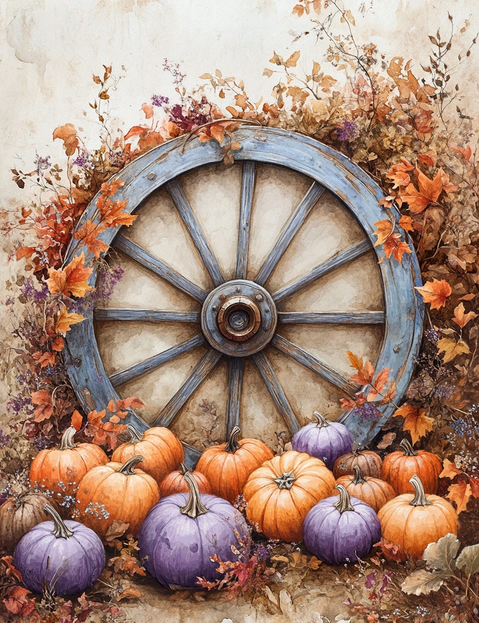 Midjourney V 6.1 Prompts for Pumpkin Patch with Lavender Autumn Kit