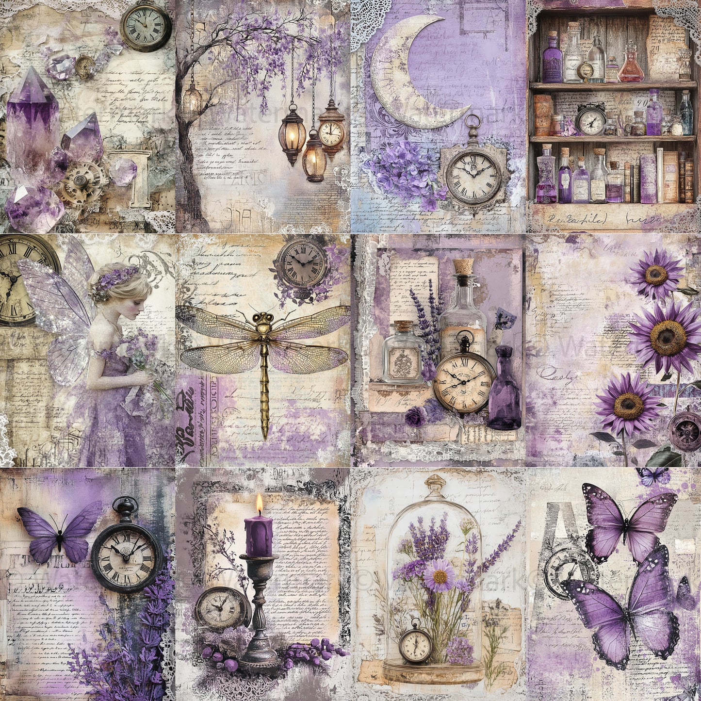 Midjourney Prompts for Purple Lavender Amethyst Junk Journal