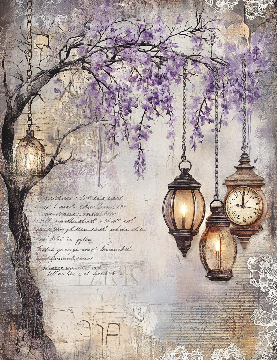 Midjourney Prompts for Purple Lavender Amethyst Junk Journal
