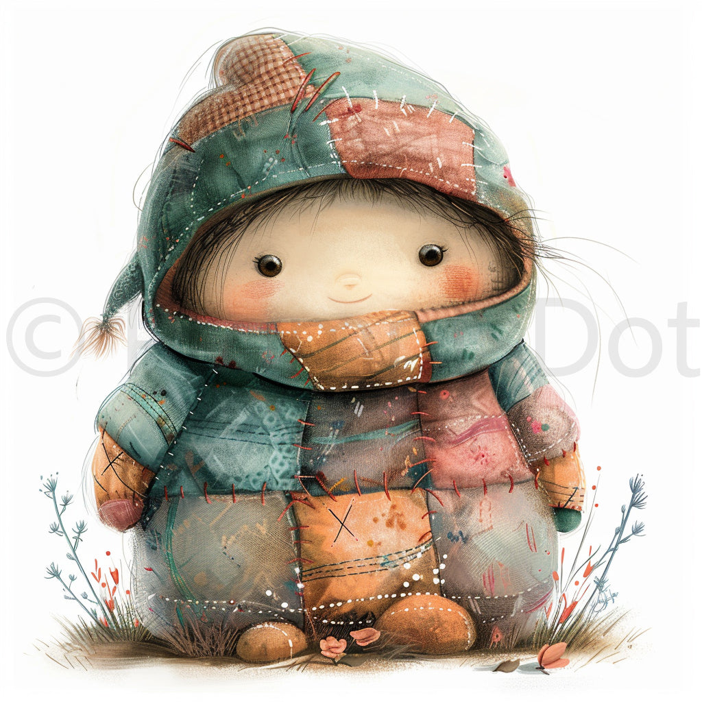 cute doll Quilt Quirky Funny Clipart