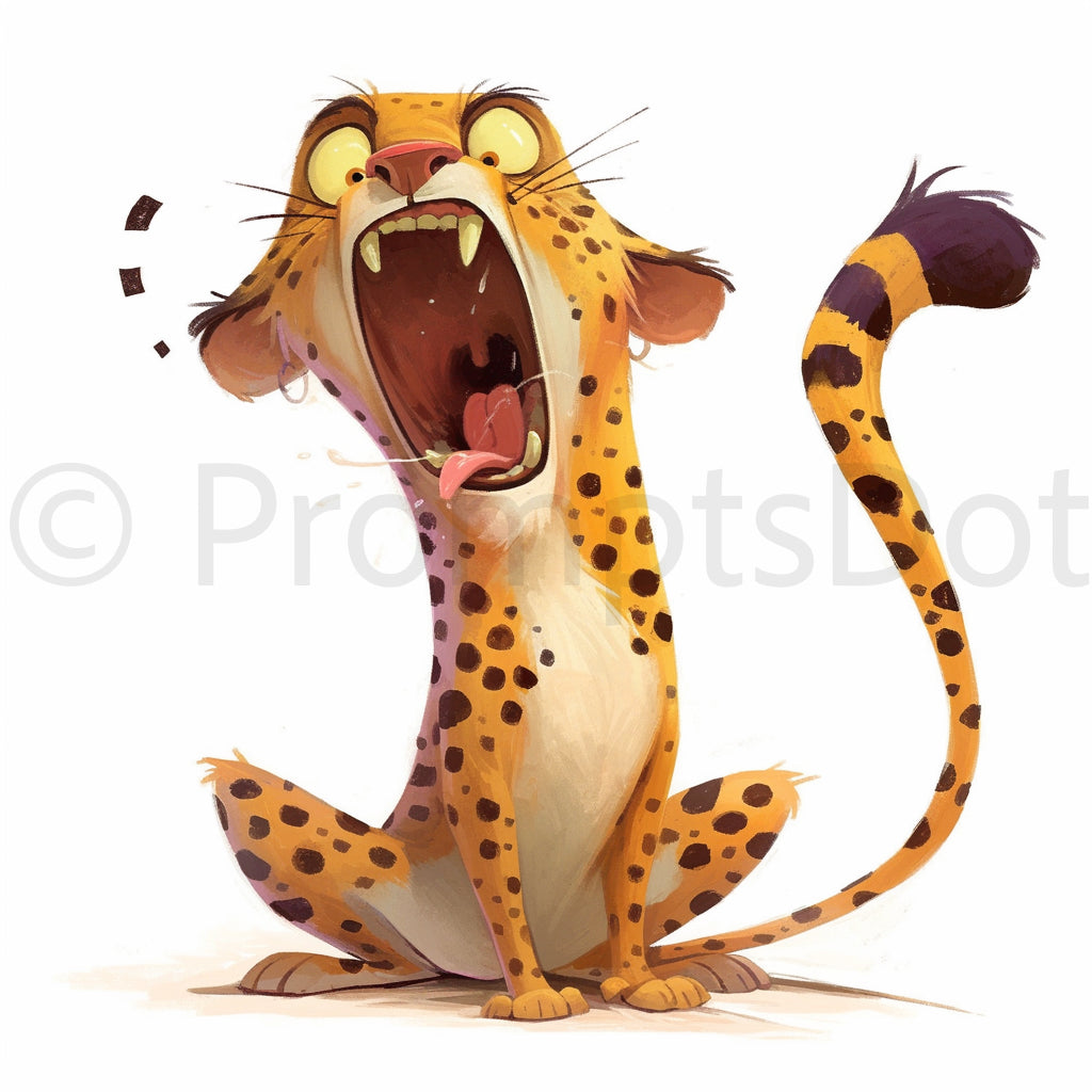 cheetah screaming Quirky Funny Animals And People Midjourney Prompts