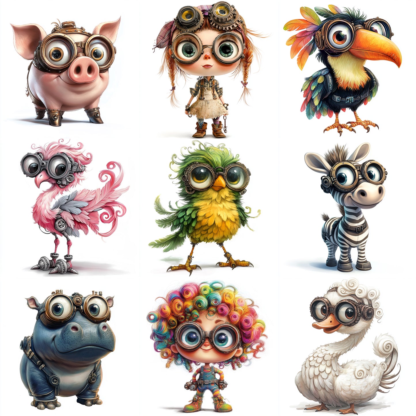 Midjourney Prompts for Quirky Steampunk Animals for Nursery
