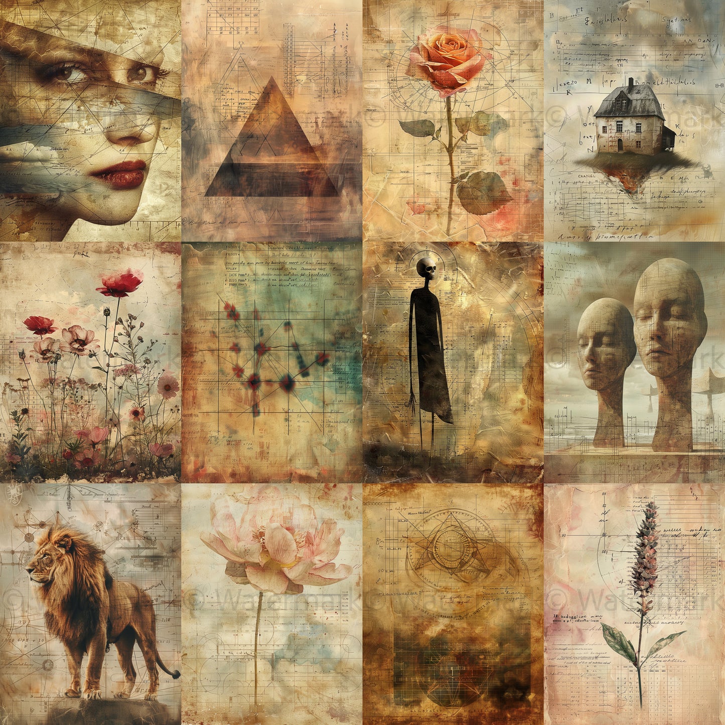 grid midjourney prompts Midjourney Guide PDF for Renaissance Art Surreal Junk Journals