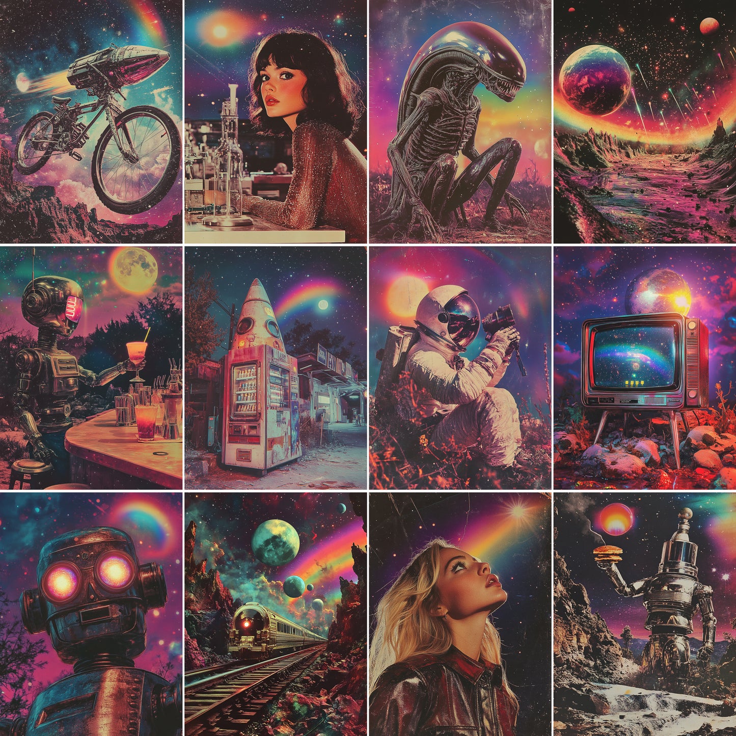 Midjourney Prompts for Retro Celestial Cosmic Universe Illustrations