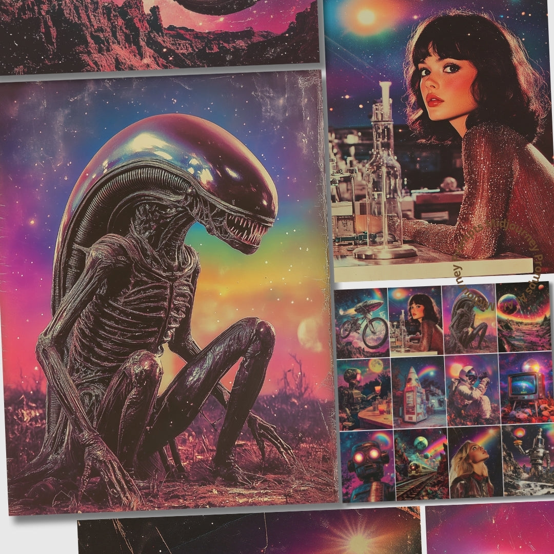 Midjourney Prompts for Retro Celestial Cosmic Universe Illustrations