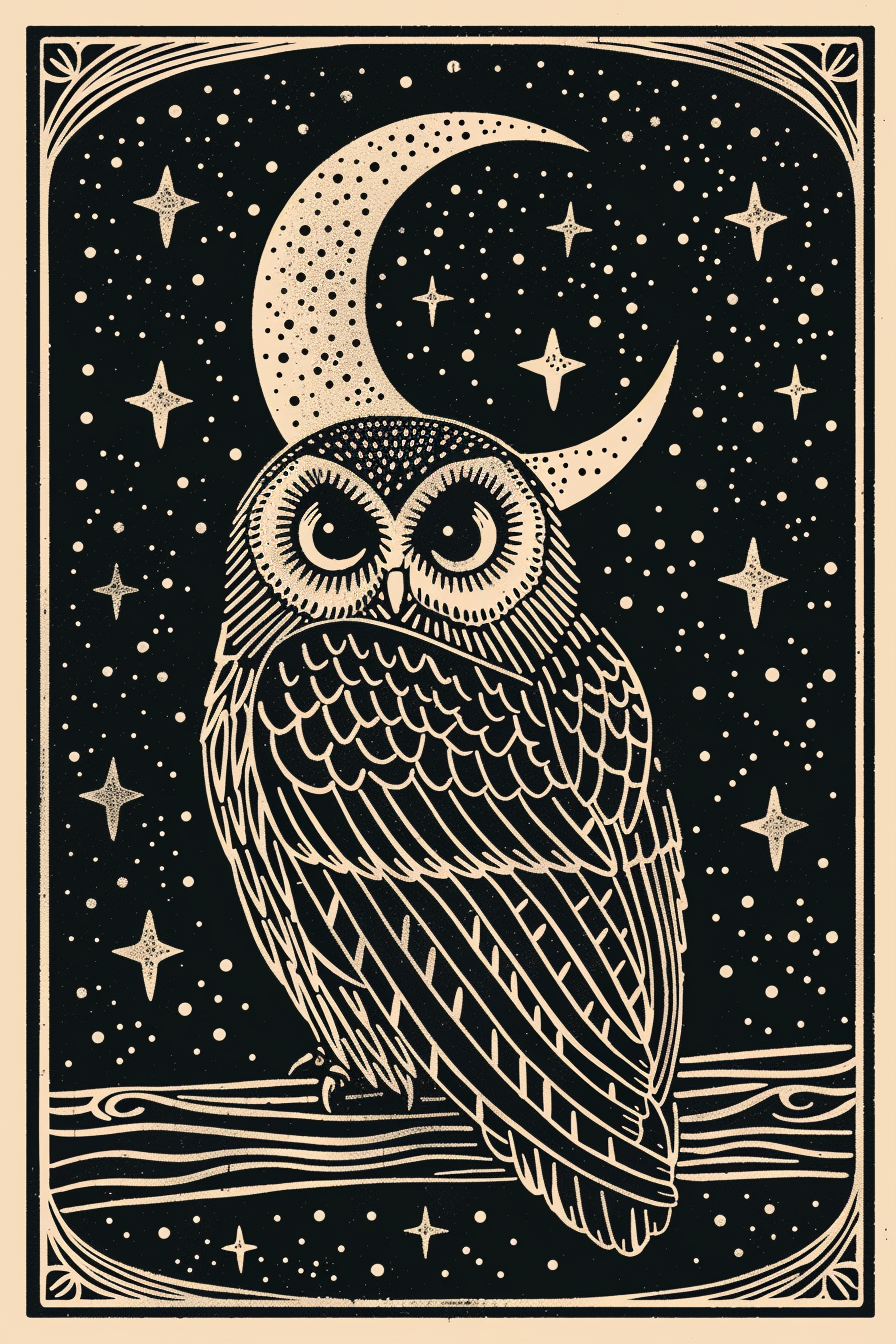 owl Midjourney Guide PDF for Retro Mystical Cards And Postcards