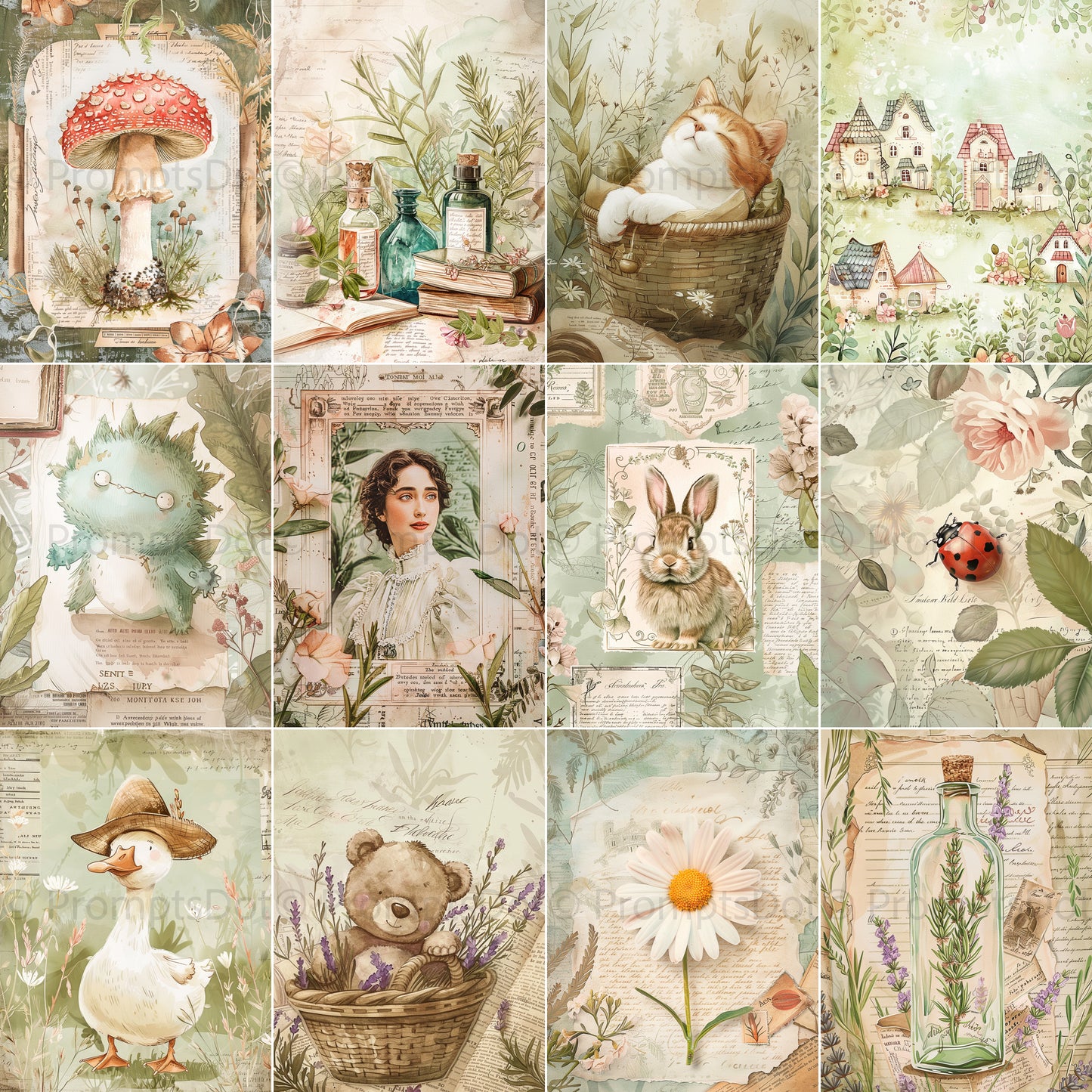 Midjourney Prompts For Romantic Aesthetic Junk Journal Papers