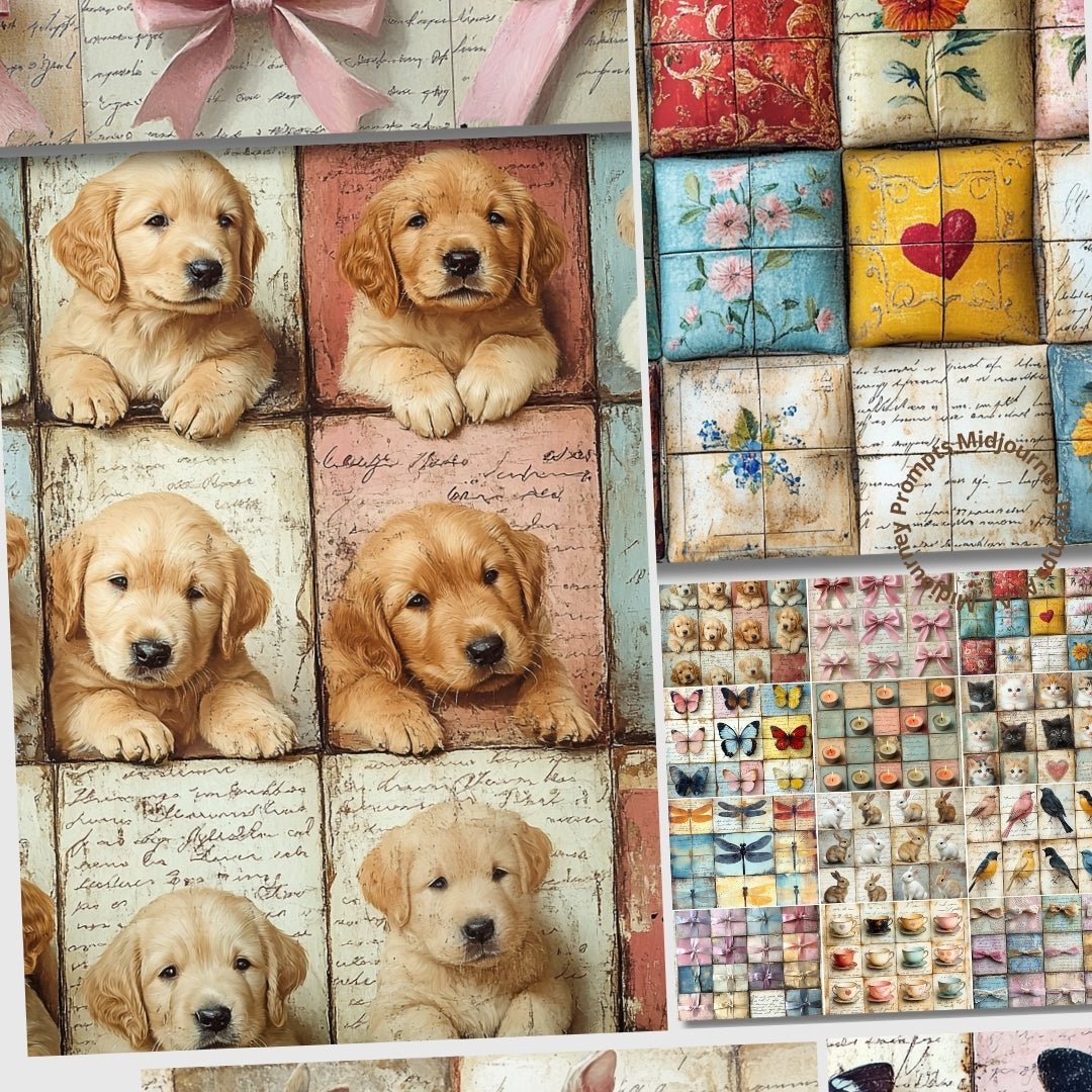 Midjourney Prompts for Romantic Craft Scrappy Papers