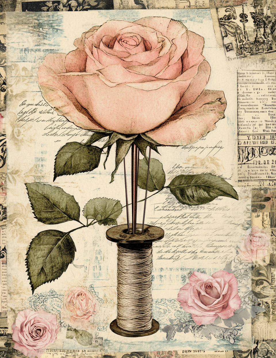 Midjourney Prompts for Romantic Sewing Junk Journal Pages