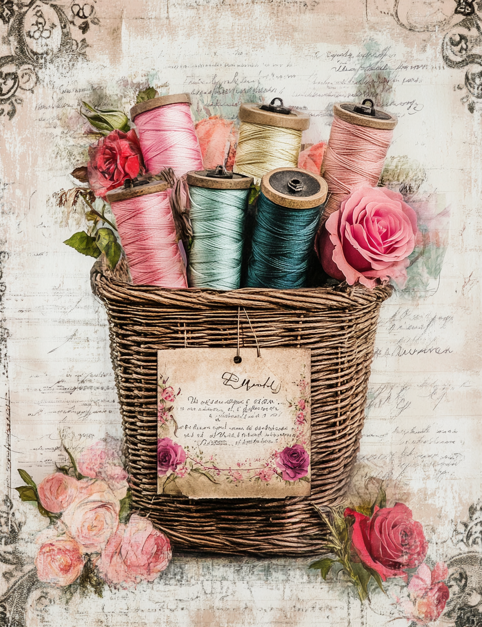 Midjourney Prompts for Romantic Sewing Junk Journal Pages
