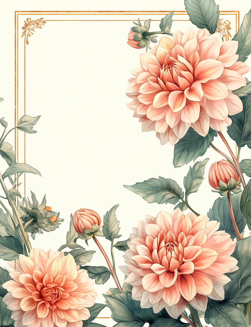Midjourney Prompts for Floral Vintage Flowers Blank Papers