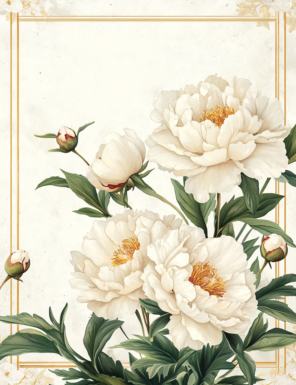 Midjourney Prompts for Floral Vintage Flowers Blank Papers