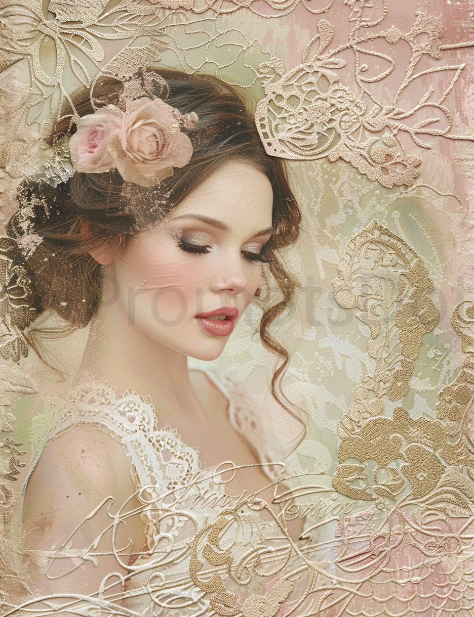 a bride Midjourney Prompts For Romantic Wedding Junk Journal Papers