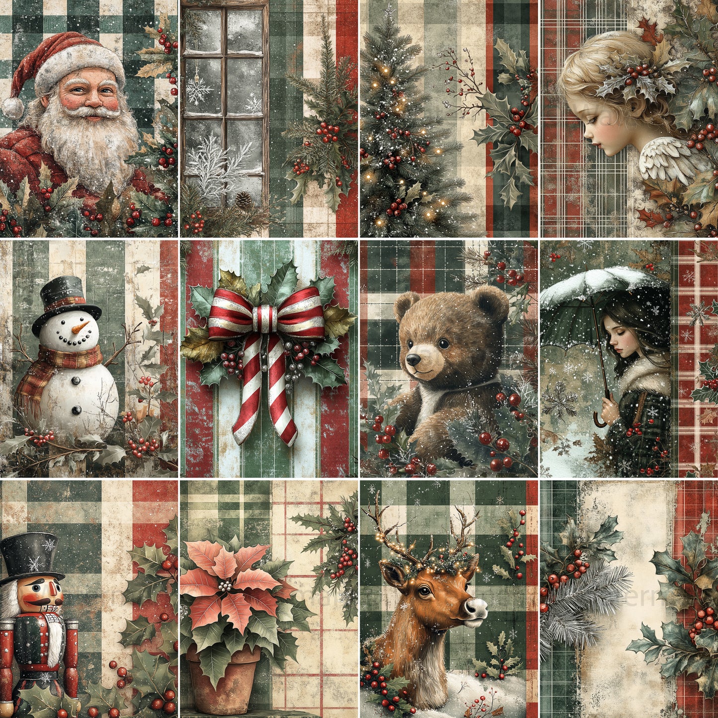 Midjourney Prompts for Rustic Cottage Christmas Plaid Papers