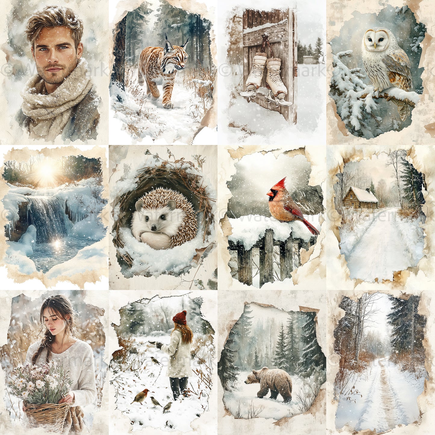 Midjourney Prompts for Rustic Cozy Winter Scenes Illustrations