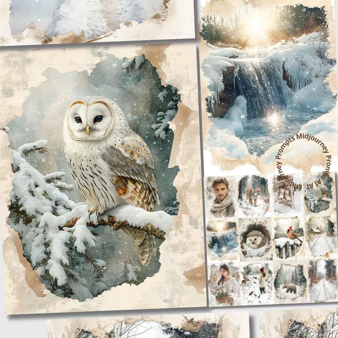 Midjourney Prompts for Rustic Cozy Winter Scenes Illustrations
