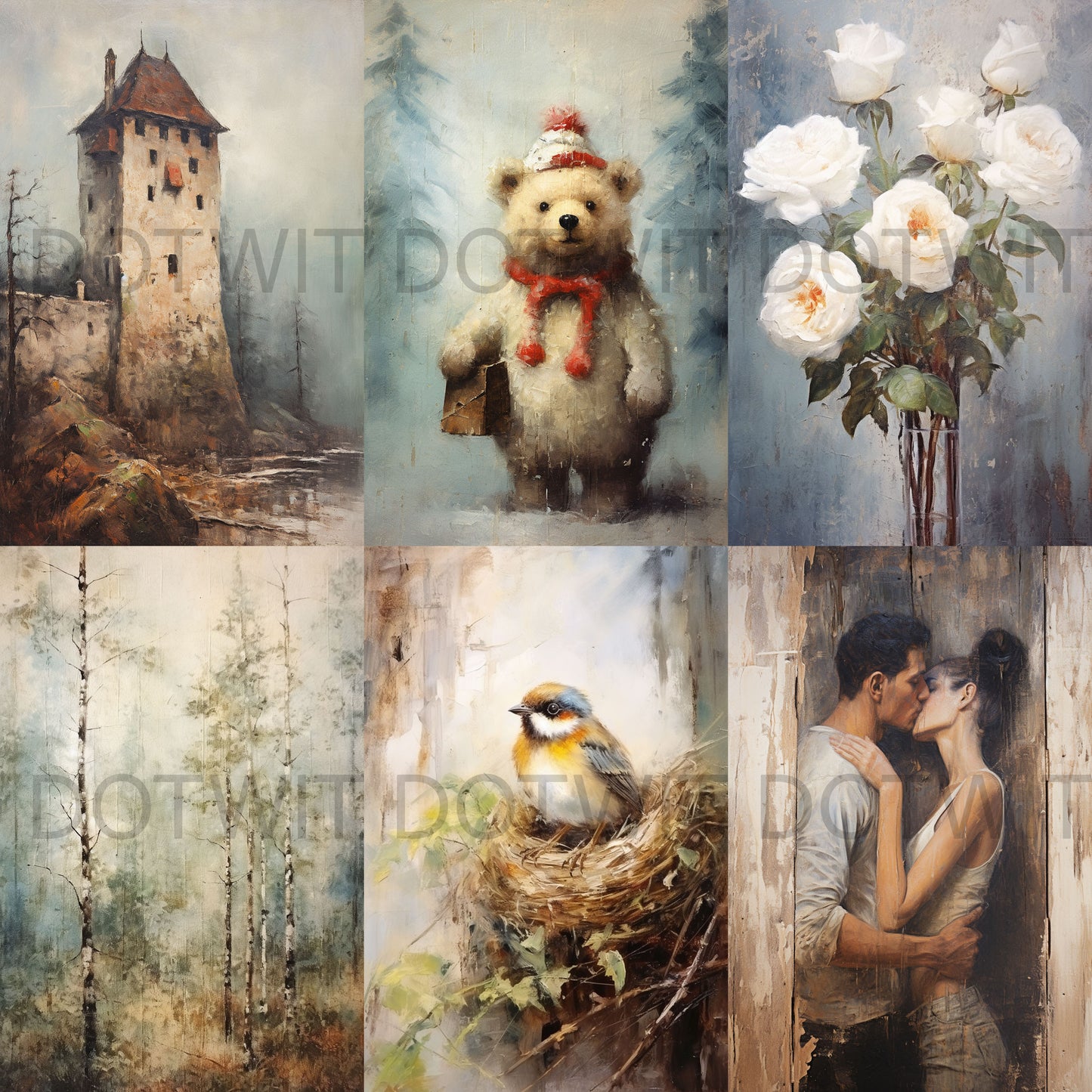 Rustic Oil Painting Ephemera Digital Art and Midjourney Prompt Commercial Use