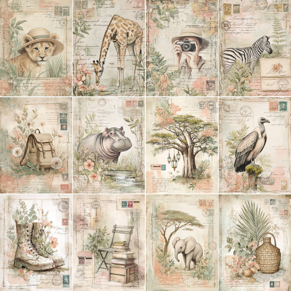 Midjourney V 7 Prompts for Safari Animal Scrapbook Supplies