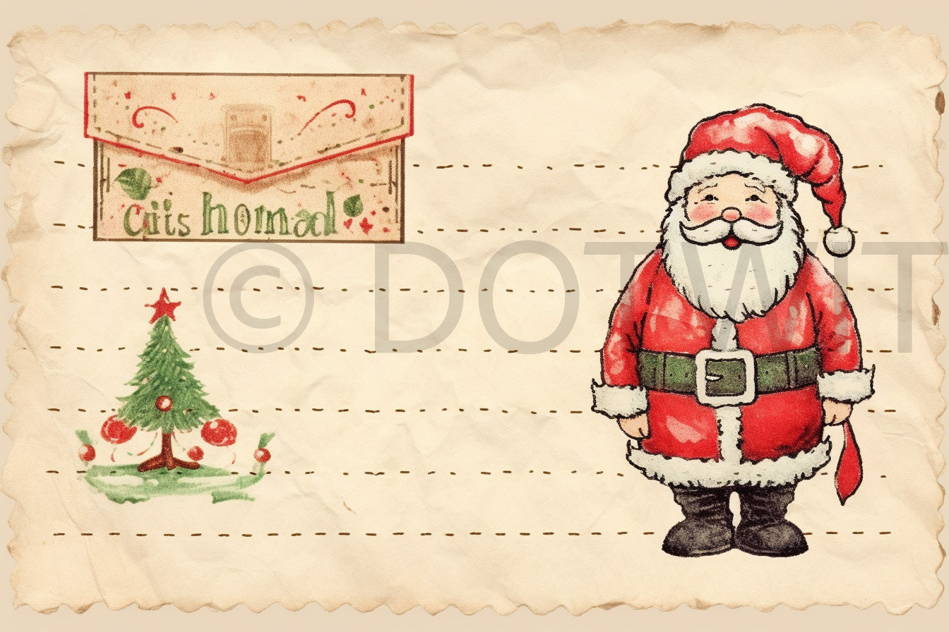 vintage santa claus card Vintage Christmas Postcards Mail Cards Digital Art and Midjourney Prompt Commercial Use