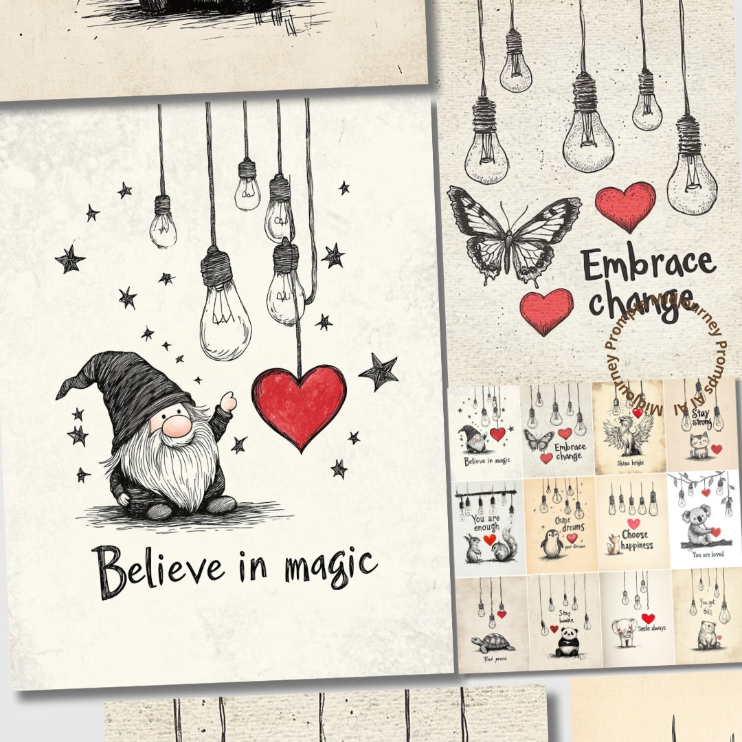 Midjourney Prompts for Selflove Junk Journal Kits With Text
