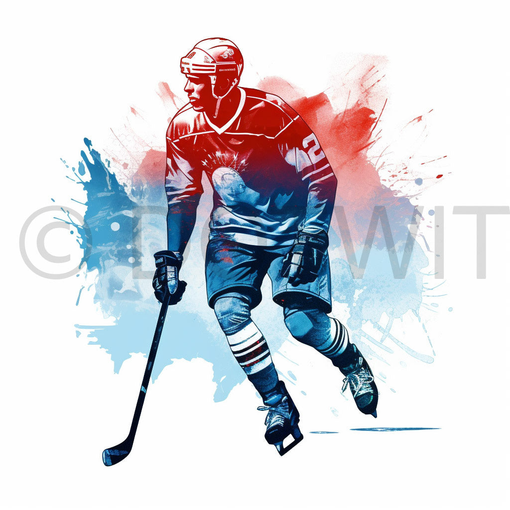 a hockey player Sports Tshirt Designs Athletes Digital Art and Midjourney Prompt