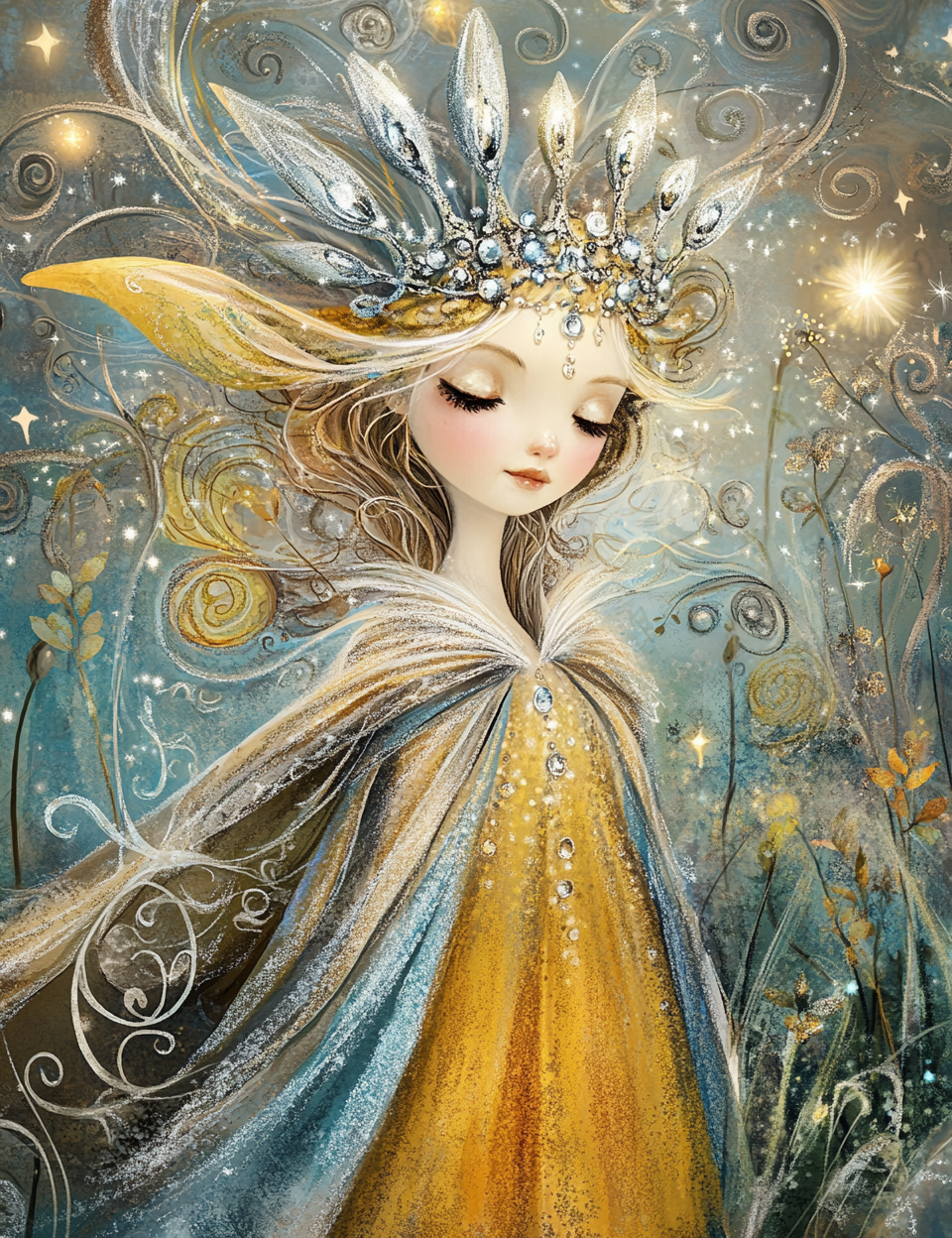 Midjourney Prompts for Spring Elven Golden Magic Pages