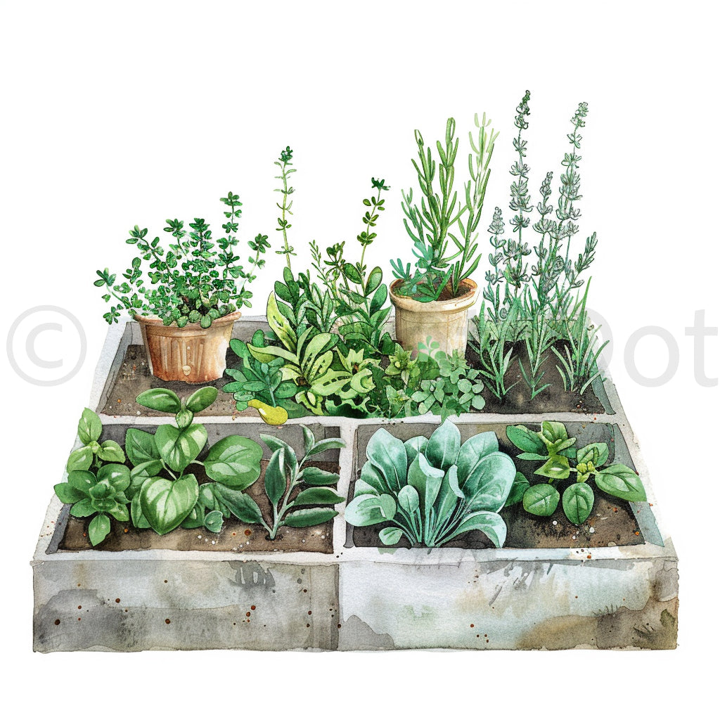 Spring Garden Watercolor Clipart