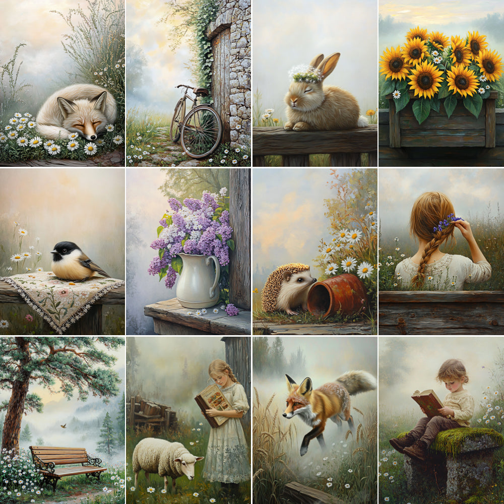Collage of various nature and wildlife scenes with animals and flowers.