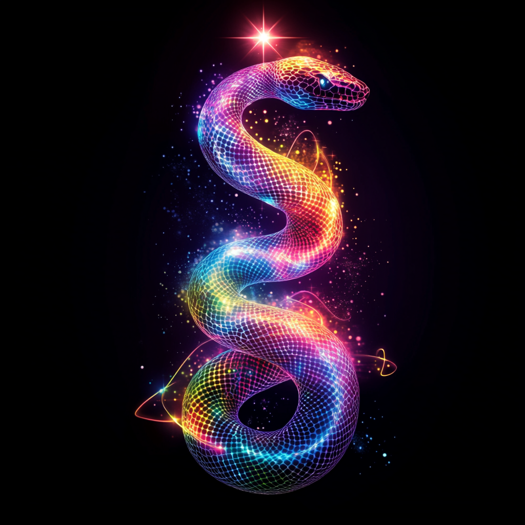 a snake Midjourney Guide PDF For Star Rainbow Sparkling TShirts