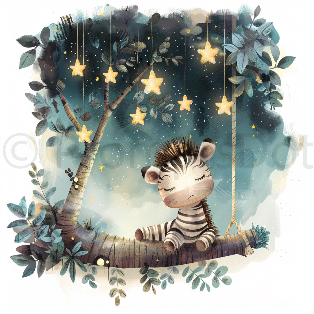 zebra at night clipart