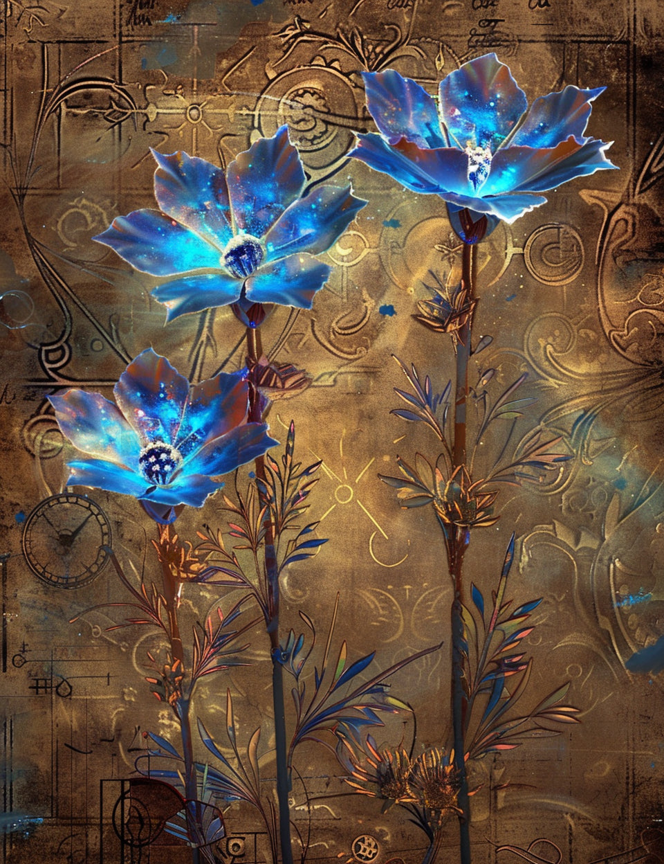 flower Midjourney Prompts For Steampunk Junk Journal Papers