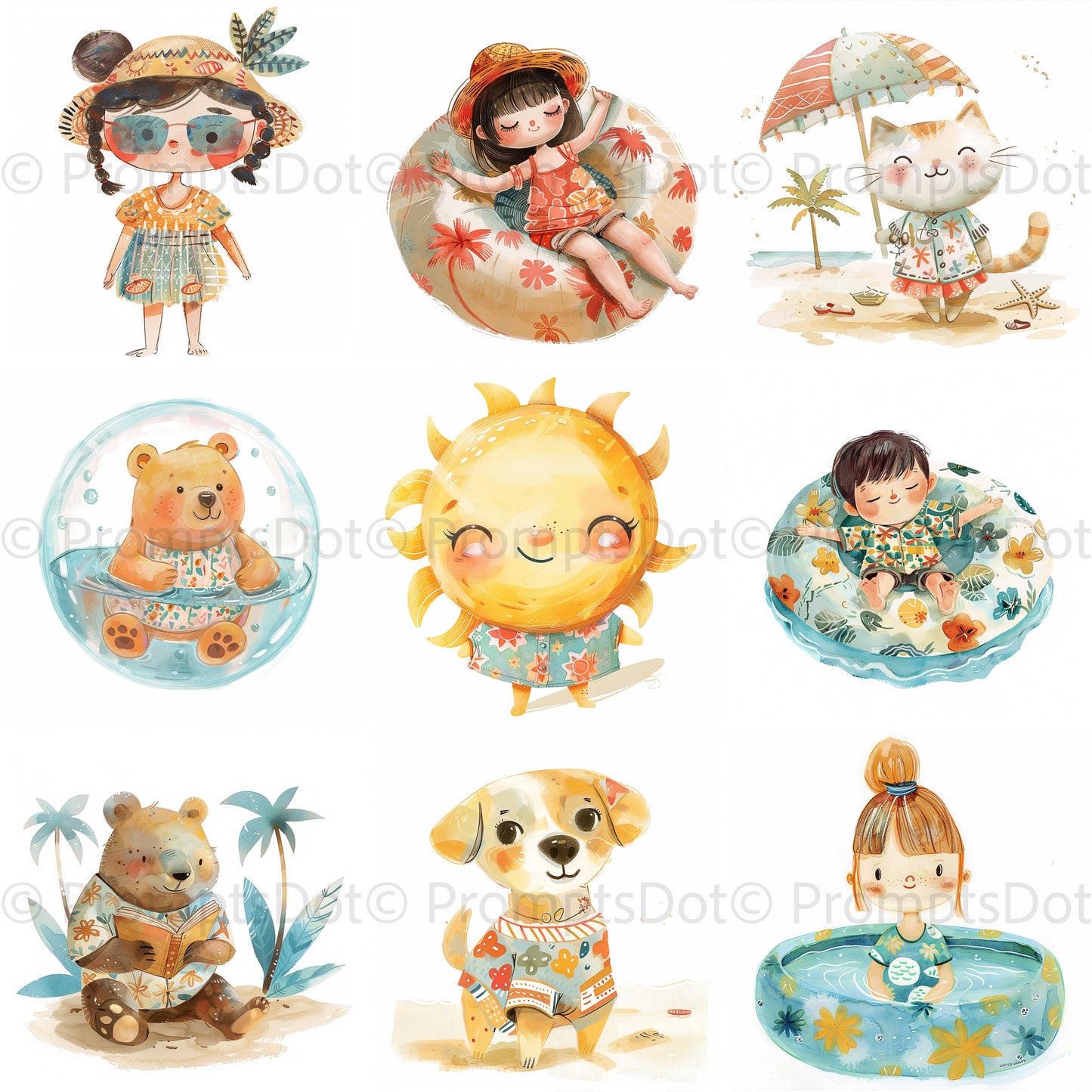 Summer Minimalist Characters